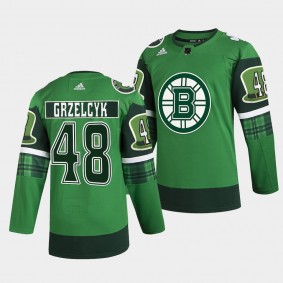 2022 St Patricks Day Matt Grzelcyk Boston Bruins #48 Green Warm-Up Jersey