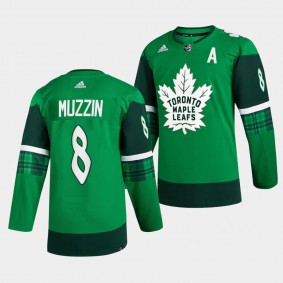 2022 St. Patrick Jake Muzzin Toronto Maple Leafs #8 Green Warm-Up Jersey