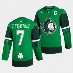 2022 St. Patrick Brady Tkachuk Ottawa Senators #7 Green Warm-Up Jersey