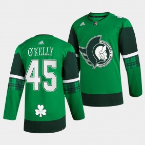 2022 St. Patrick Parker Kelly Ottawa Senators #45 Green Warm-Up Jersey
