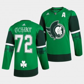 2022 St. Patrick Thomas Chabot Ottawa Senators #72 Green Warm-Up Jersey