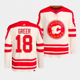 A.J. Greer Calgary Flames 2023 NHL Heritage Classic Cream #18 Primegreen Authentic Player Jersey Men's