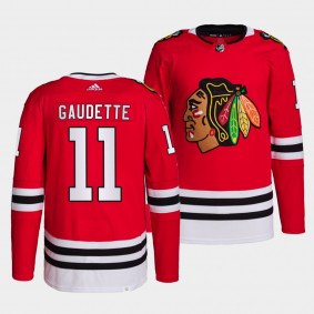 Adam Gaudette #11 Blackhawks Home Red Jersey 2021-22 Primegreen Authentic