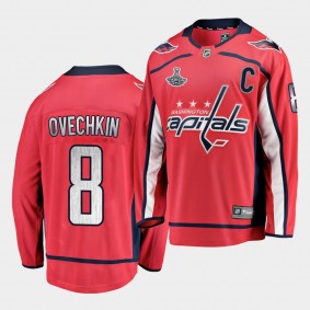Alex Ovechkin #8 Capitals 2018-19 Home Red-Silver Banner Collection Jersey
