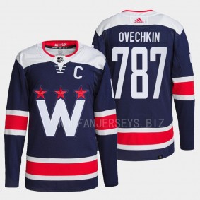 787th career goal Alexander Ovechkin Washington Capitals Navy #8 Authentic Pro Jersey