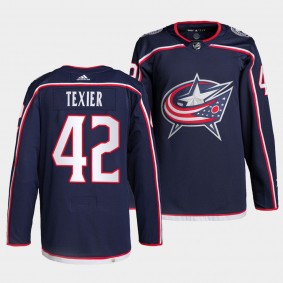 Alexandre Texier #42 Blue Jackets Home Navy Jersey 2021-22 Pro Authentic