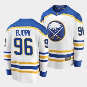 Anders Bjork #96 Sabres 2021 Away Player White Jersey