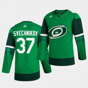 Andrei Svechnikov #37 Hurricanes 2020 St. Patrick's Day Authentic Player Green Jersey Men's