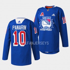 Artemi Panarin #10 New York Rangers 2022 Garden of Dreams Warmups Blue Jersey