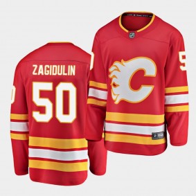 Artyom Zagidulin #50 Flames Alternate Red Breakaway Player Jersey
