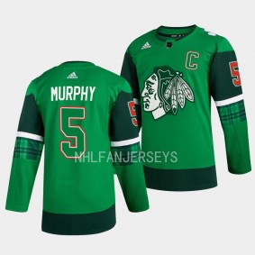 2023 St. Patricks Day Connor Murphy Chicago Blackhawks #5 Green Primegreen Authentic Jersey