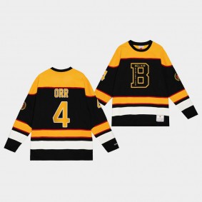 Boston Bruins NHL X Bel-Air Bobby Orr Black #4 Hockey Jersey