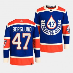 2023 NHL Heritage Classic Edmonton Oilers Carl Berglund #47 Royal Primegreen Jersey