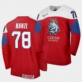 Czech Republic Team Robin Hanzl 2021 IIHF World Championship #78 Away Red Jersey