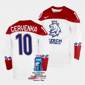 Czechia #10 Roman Cervenka 2023 IIHF World Championship Home Jersey White