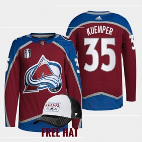2022 Central Division Champions Darcy Kuemper Colorado Avalanche Authentic #35 Burgundy Jersey