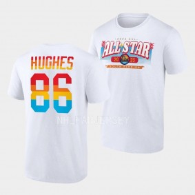 Jack Hughes 2023 NHL All-Star New Jersey Devils White T-Shirt Good Vibes