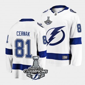2021 Stanley Cup Champions Tampa Bay Lightning Erik Cernak White Away 81 Jersey