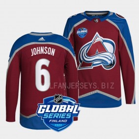 Colorado Avalanche 2022 NHL Global Series Erik Johnson #6 Burgundy Authentic Jersey Men's