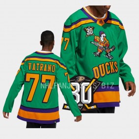 30th Anniversary Frank Vatrano Anaheim Ducks Green #77 Throwback Jersey 2023-24