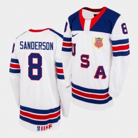 USA Team IIHF Jake Sanderson White 2020 Draft Jersey