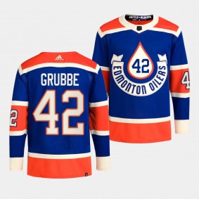 2023 NHL Heritage Classic Edmonton Oilers Jayden Grubbe #42 Royal Primegreen Jersey
