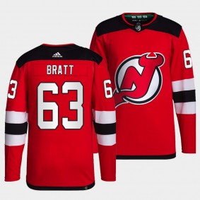 Jesper Bratt #63 Devils Home Red Jersey 2021-22 Primegreen Authentic