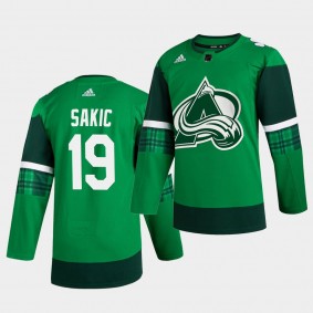 Joe Sakic Avalanche 2020 St. Patrick's Day Green Authentic Player Jersey