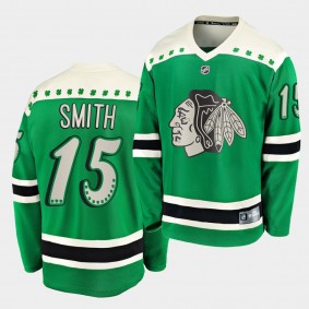 2021 St. Patrick's Day Zack Smith Chicago Blackhawks 15 Green Jersey