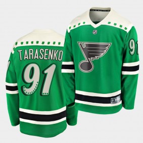 2021 St Patricks Day Vladimir Tarasenko St. Louis Blues 91 Green Breakaway Jersey