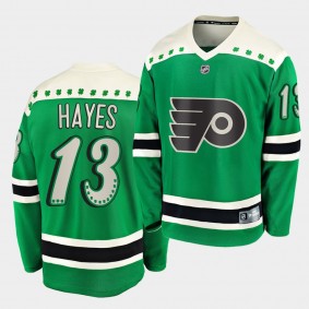 2021 St Patricks Day Kevin Hayes Philadelphia Flyers 13 Green Breakaway Jersey