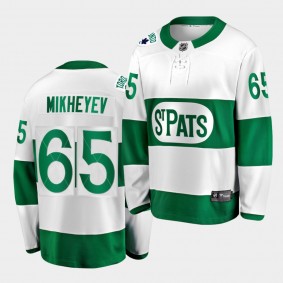 2021 St. Pats Ilya Mikheyev Toronto Maple Leafs 65 Green Throwback Jersey