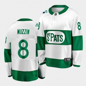 2021 St. Pats Jake Muzzin Toronto Maple Leafs 8 Green Throwback Jersey