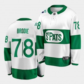 2021 St. Pats T.J. Brodie Toronto Maple Leafs 78 Green Throwback Jersey