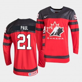 Canada Team Nick Paul 2021 IIHF World Championship Red Away Jersey