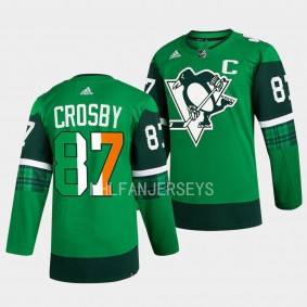 2023 St. Patricks Day Sidney Crosby Pittsburgh Penguins #87 Green Primegreen Authentic Jersey