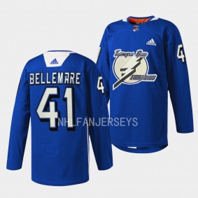 Pierre-Edouard Bellemare Tampa Bay Lightning Primary Logo Blue #41 Jersey Practice