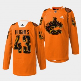 Vancouver Canucks Quinn Hughes 2022 First Nations Night #43 Orange Jersey Every Child Matters