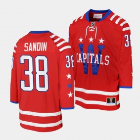 Washington Capitals #38 Rasmus Sandin 2015 Blue Line Mitchell Ness Red Youth Jersey