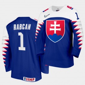 Eugen Rabcan Slovakia 2021 IIHF World Junior Championship Jersey Away Blue