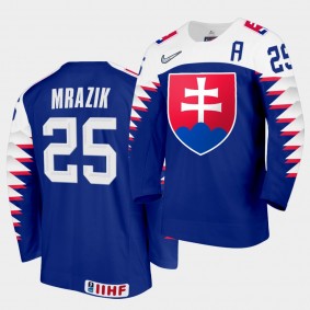 Michal Mrazik Slovakia 2021 IIHF World Junior Championship Jersey Away Blue