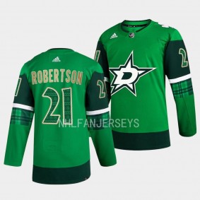 2023 St. Patricks Day Jason Robertson Dallas Stars #21 Green Primegreen Authentic Jersey