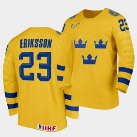 Albin Eriksson Sweden 2020 IIHF World Junior Ice Hockey #23 Home Yellow Jersey