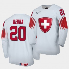 Switzerland Team Reto Berra 2021 IIHF World Championship #20 Home White Jersey
