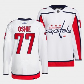 T.J. Oshie #77 Capitals Away White Jersey 2021-22 Primegreen Authentic Pro