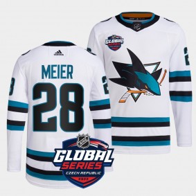 2022 Global Series Timo Meier San Jose Sharks Primegreen #28 White Jersey
