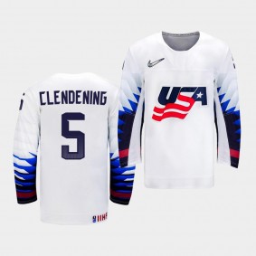 Adam Clendening USA Team 2021 IIHF World Championship Home White Jersey