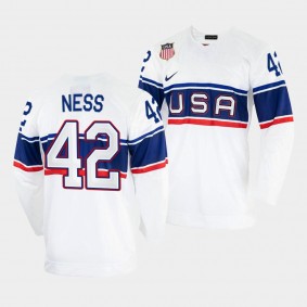 Aaron Ness USA Hockey 2022 Winter Olympics Jersey White