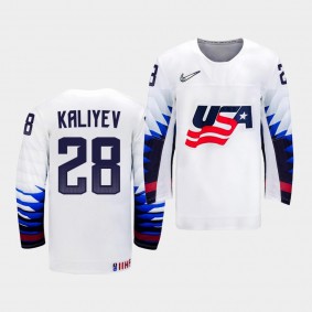 Arthur Kaliyev USA Team 2021 IIHF World Junior Championship Jersey Home White