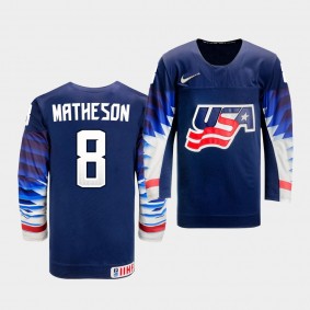 Emily Matheson USA Team 2020 IIHF Women's World Championship Jersey Away Navy